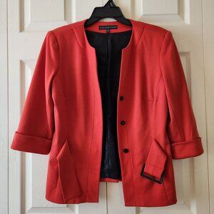 Harvé Benard Womens Red 3/4 Sleeve Blazer With Belt Size 10